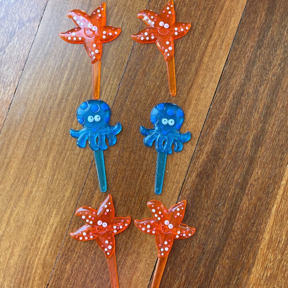 Six (6) Beach / Ocean Cupcake Picks / Toppers